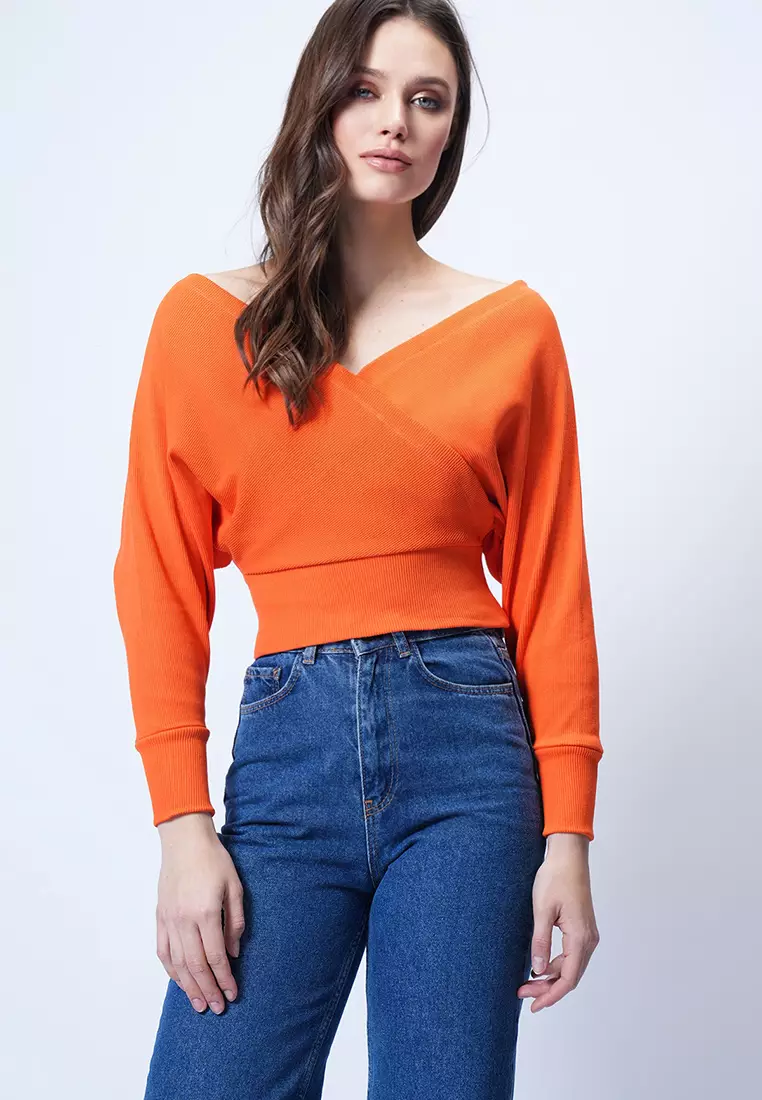 Front Back V-Neck Double Breasted Blouse