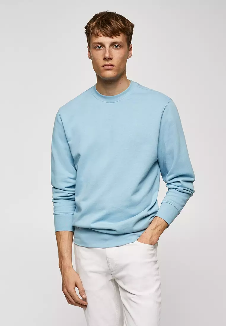Buy Men Blue Crew Neck Full Sleeves Casual Sweatshirt Online