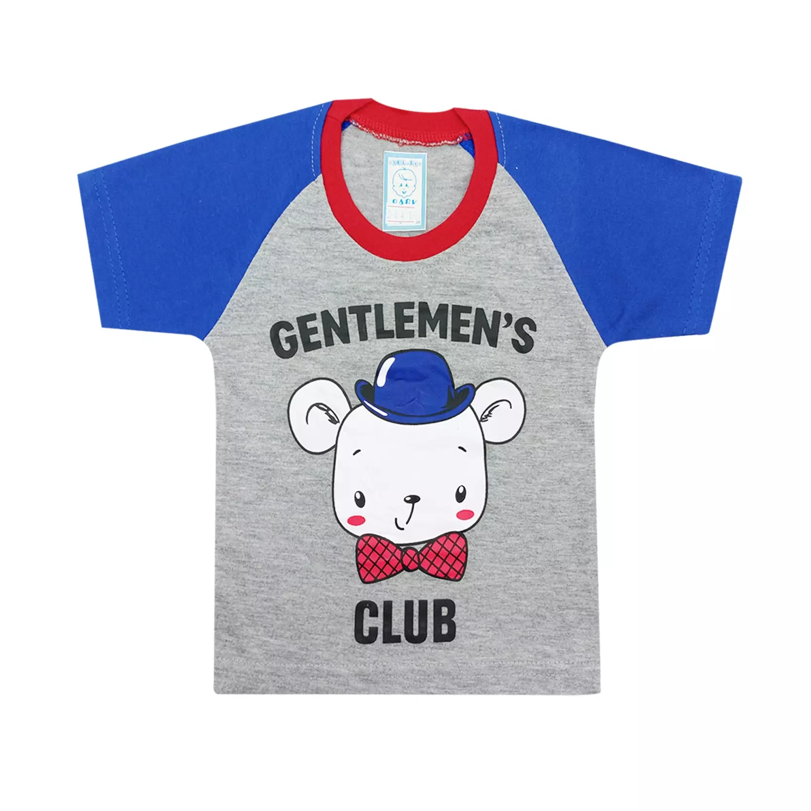 Wakakids Baju Bayi Anak Laki Laki Lengan Pendek Usia 6 Bulan Hingga 12 Bulan Setelan Celana Jeans Jogger Motif Bear 3441 Biru