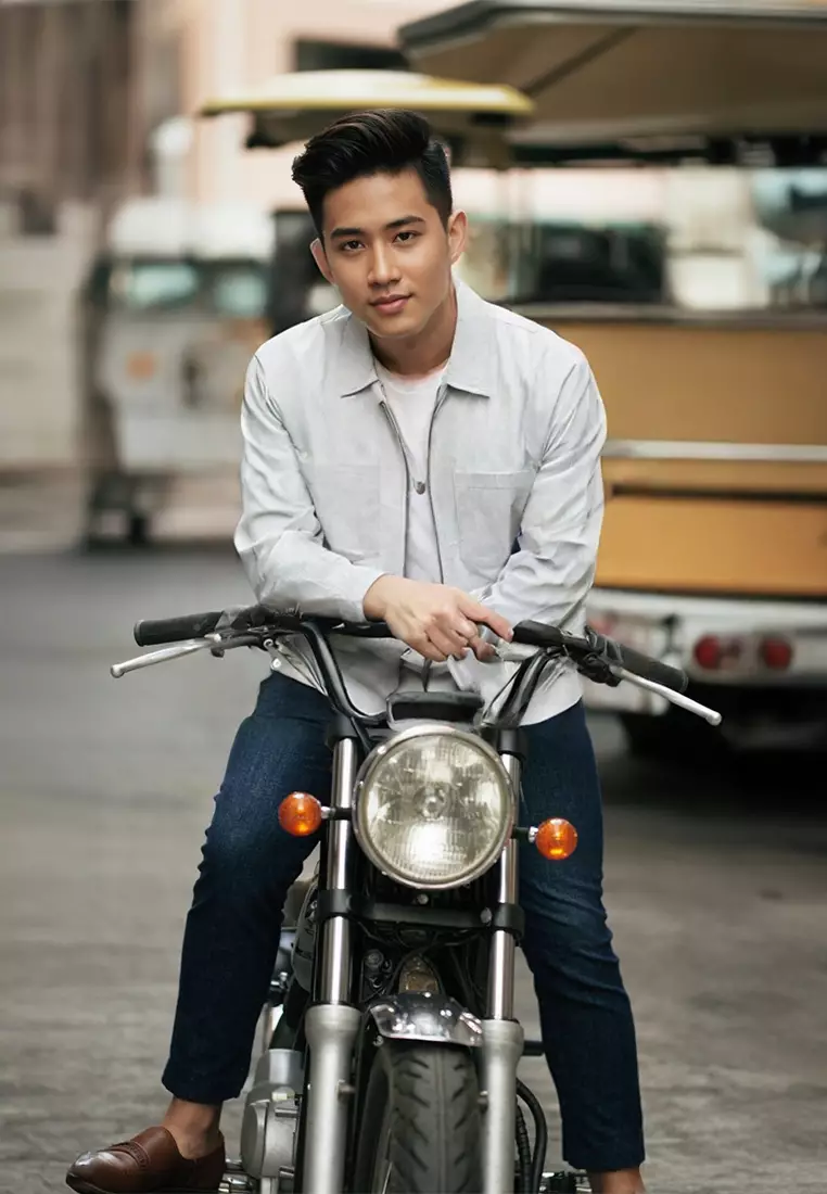 Ryusei Jaket Pria Boxy Fit Corduroy Light Grey