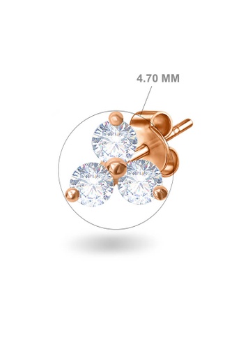 Aquae Jewels pink Earrings Britney, 18K Gold and Diamonds - Rose Gold,Lobe Earring,Pair 8B4D9ACE528458GS_1