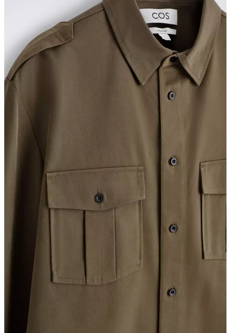 EPAULETTE-DETAIL COTTON SHIRT