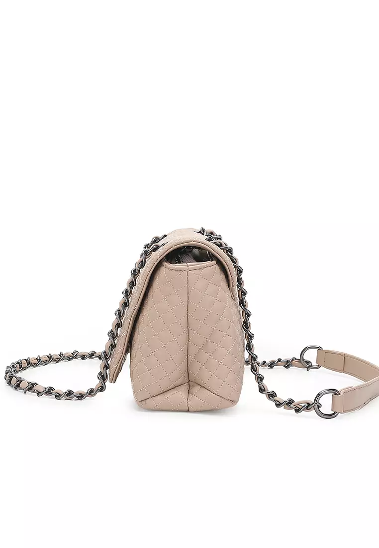 Women's Quilted Sling Bag / Crossbody Bag (Tas Selempang Wanita) - Cokelat