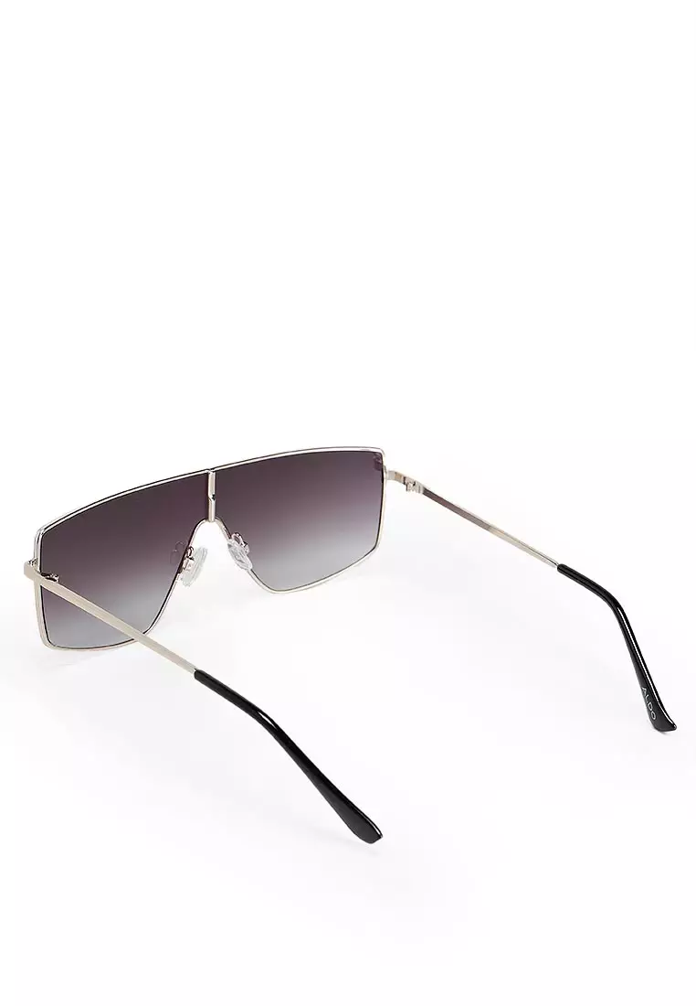 Übergröße Klassisch Moderne Retro Hip Hop Shield Style Sonnenbrille Groß Silber