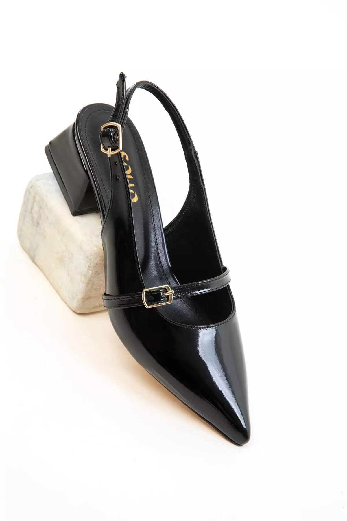 Black Patent Leather Women's Classic Heeled Shoes 20656