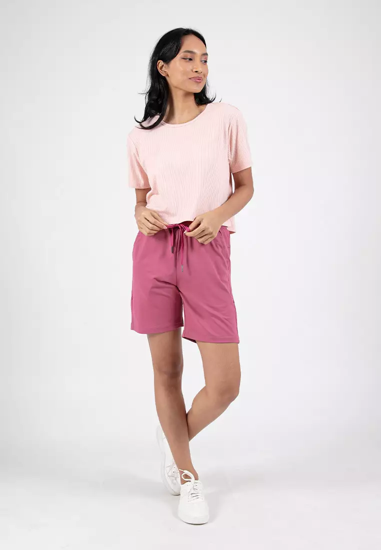 Forest Ladies Ribbed Crop Top Women Crop T-Shirt | 822343-67Peach