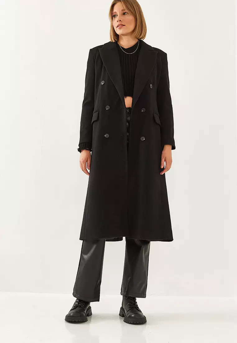 Women's Buttoned Sleeve Cashmere Coat 8100 60351082