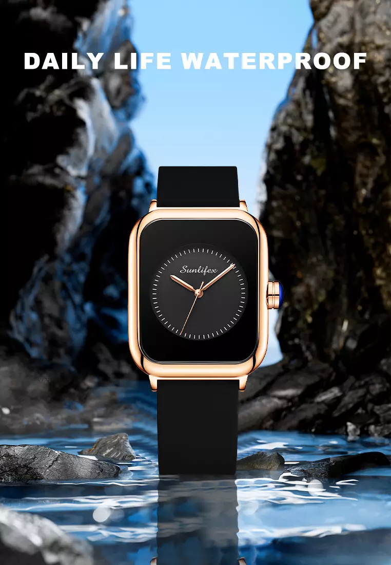 Jam Tangan Wanita Kuarsa Anggun Santai Tali Silikon Jam Tangan Cewek Original allblack