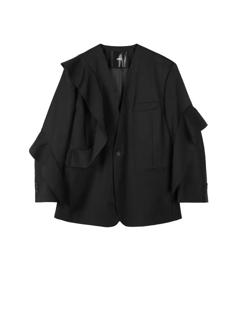 宽松设计感中长款西服