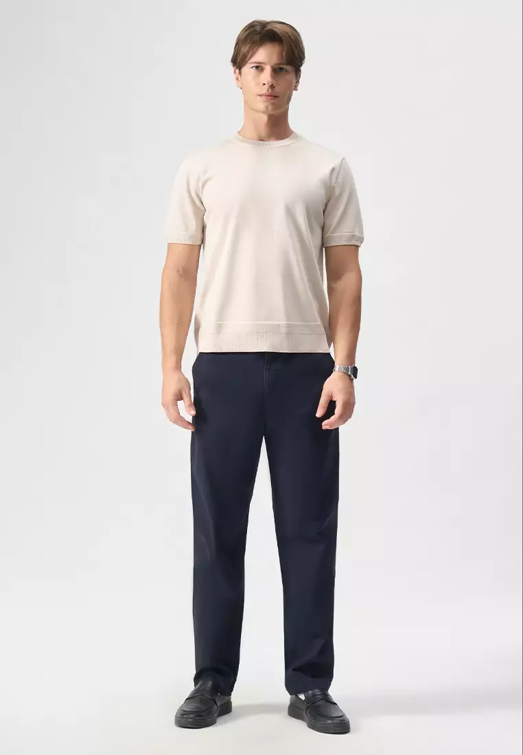 Flat Knit T-Shirt with Hem Detail