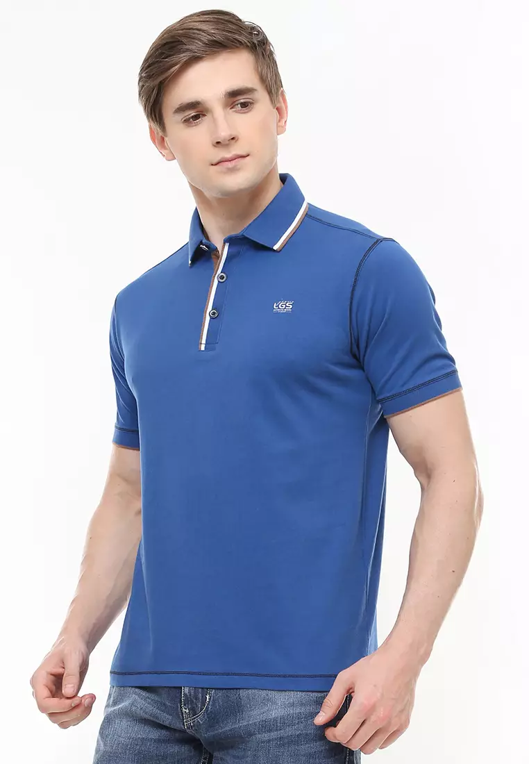 LGS - Kaos Polo Fashion - Kerah Variasi Warna - Biru - JTS.325.M2424F.01.C