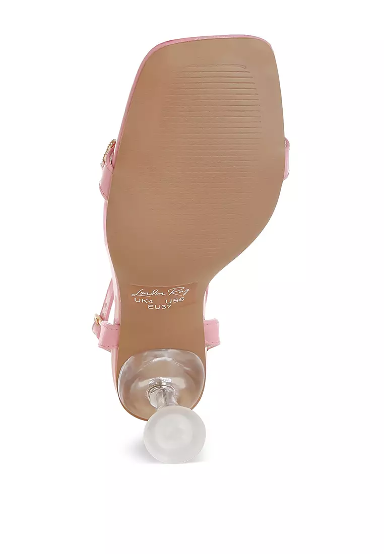 Charm Detail Spool Heels In Pink