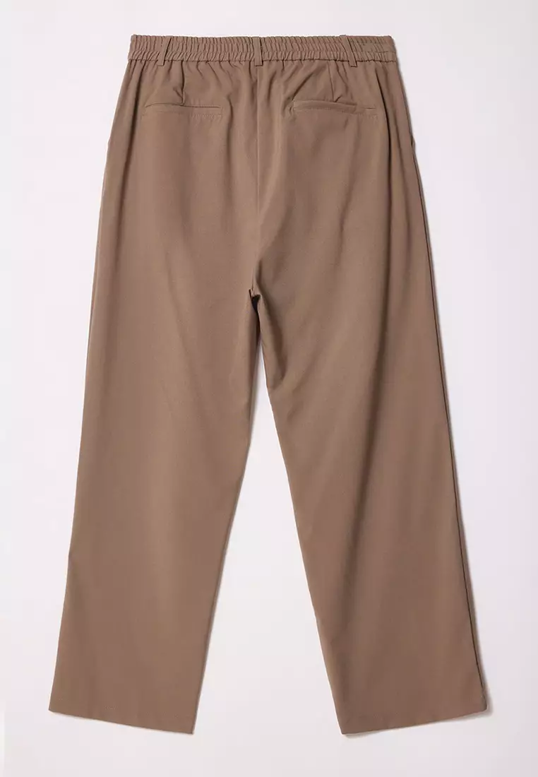 Plus Size Beige Wideleg Fabric Trousers TMNAW25AR00000