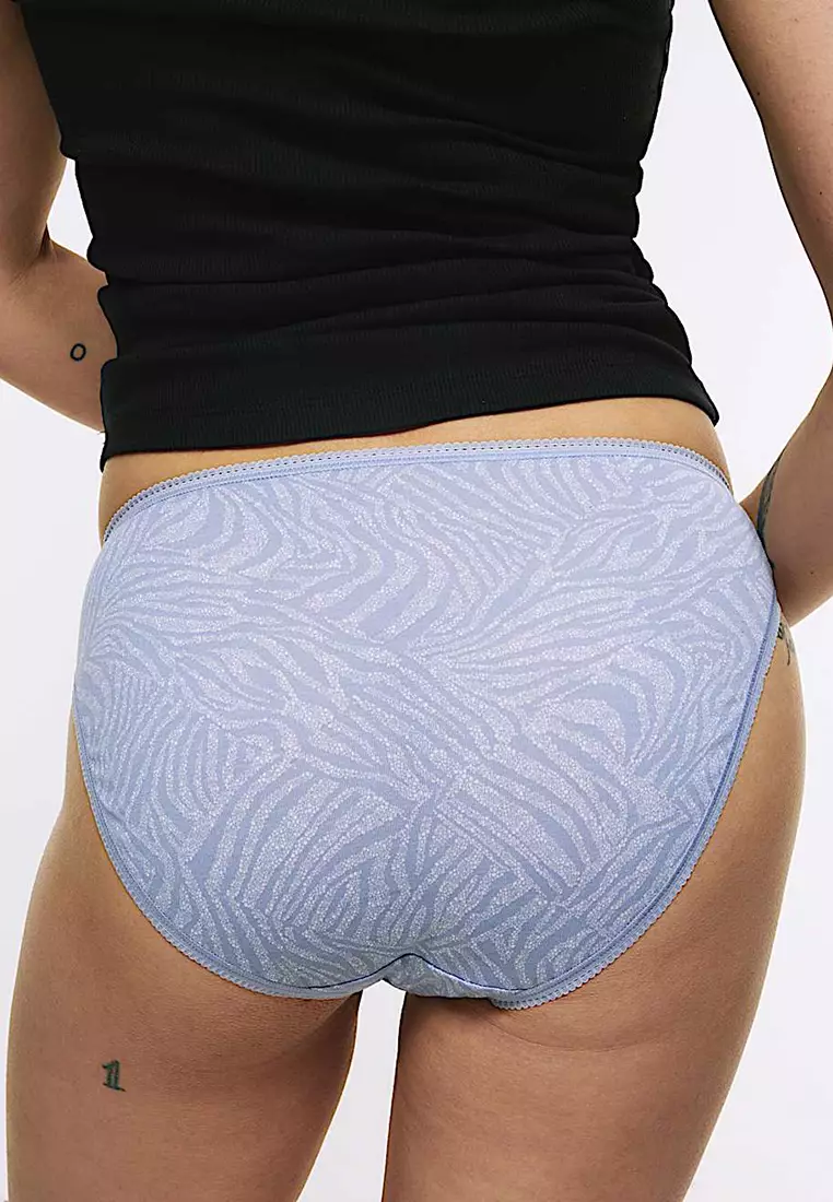 5pk Cotton Lycra High Leg Knickers