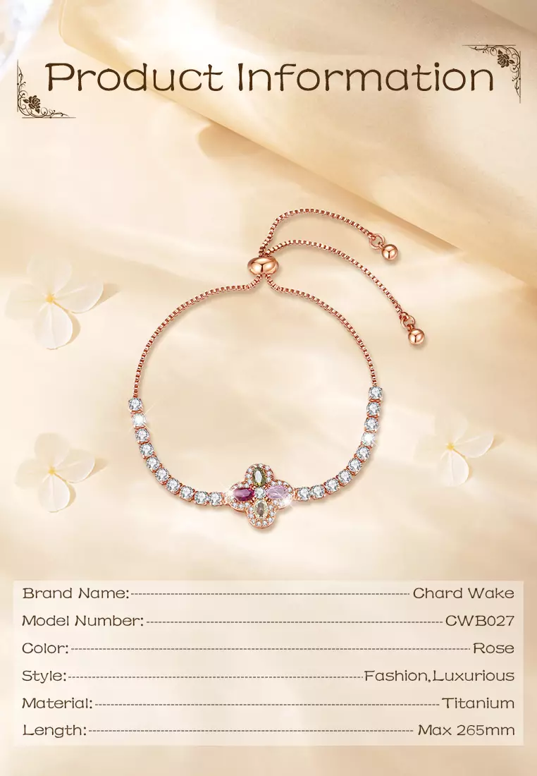 Gelang Wanita Titanium Anti Karat Perhiasan Fashion Elegan Bunga Perempuan Gelang Cewek