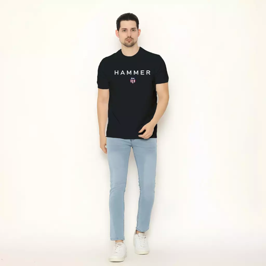 Hammer Men Graphic T-Shirt I Kaos Grafis Pria Reguler Lengan Pendek Hitam Z1TI048H1