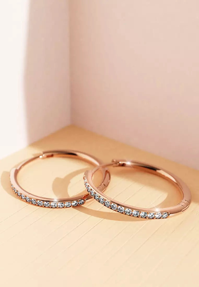 Encrusted Hoop Earrings Embellished with SWAROVSKI® crystals-Rose Gold/Clear