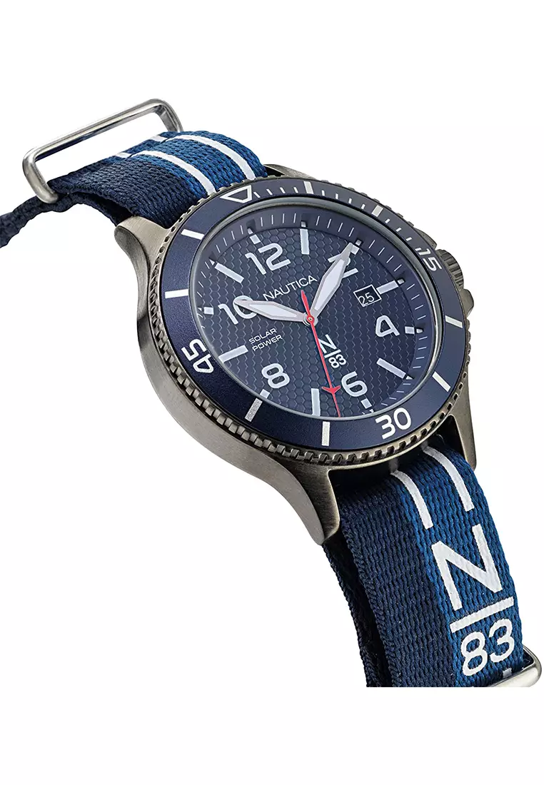 Nautica - Jam Tangan Pria - Black - Blue Canvas Strap - NAPCBS903