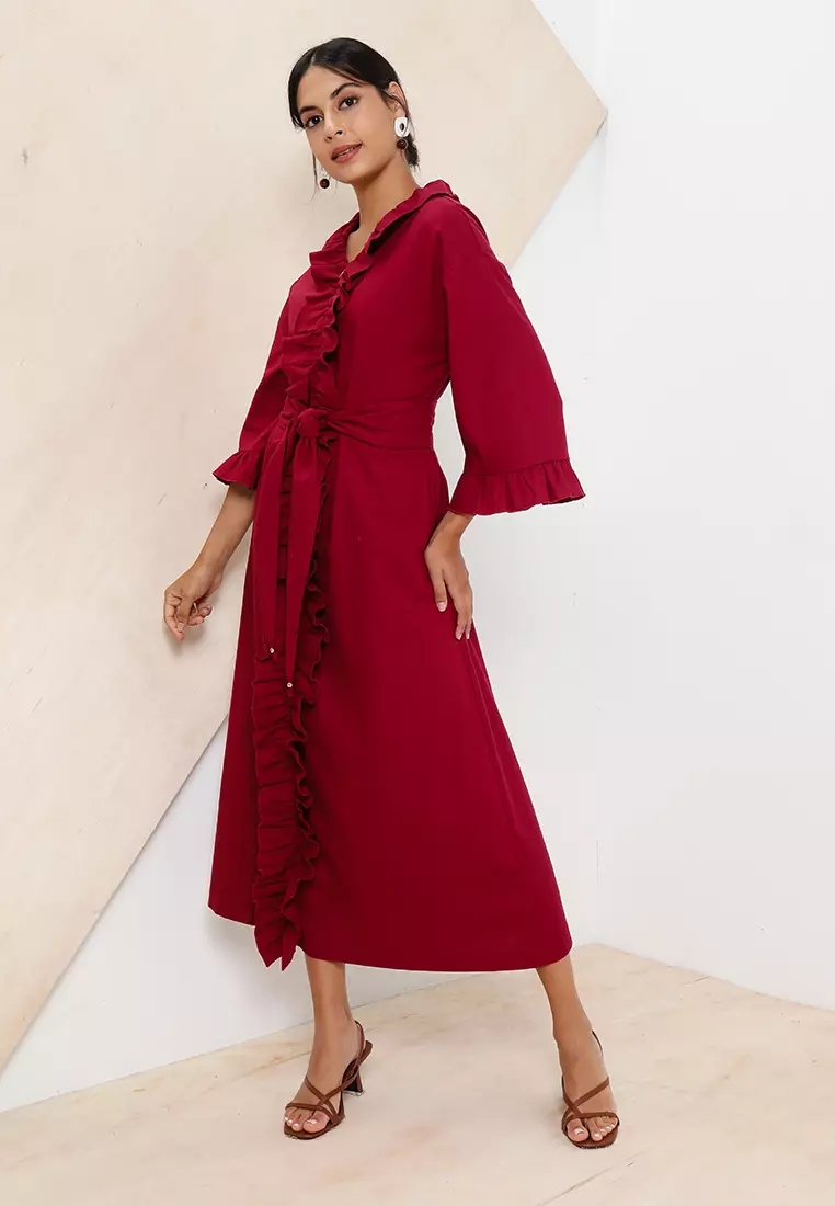 Buy Zalia Ruffle Linen Tie On Cardigan Dress 2024 Online ZALORA