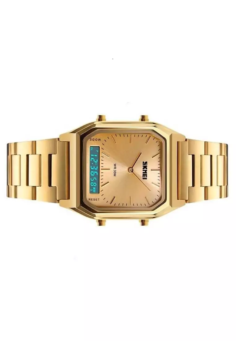 Jam Tangan Digital Analog Pria Waterproof Many Function Strap Tali Material Stainless Steel PQ01 ORIGINAL