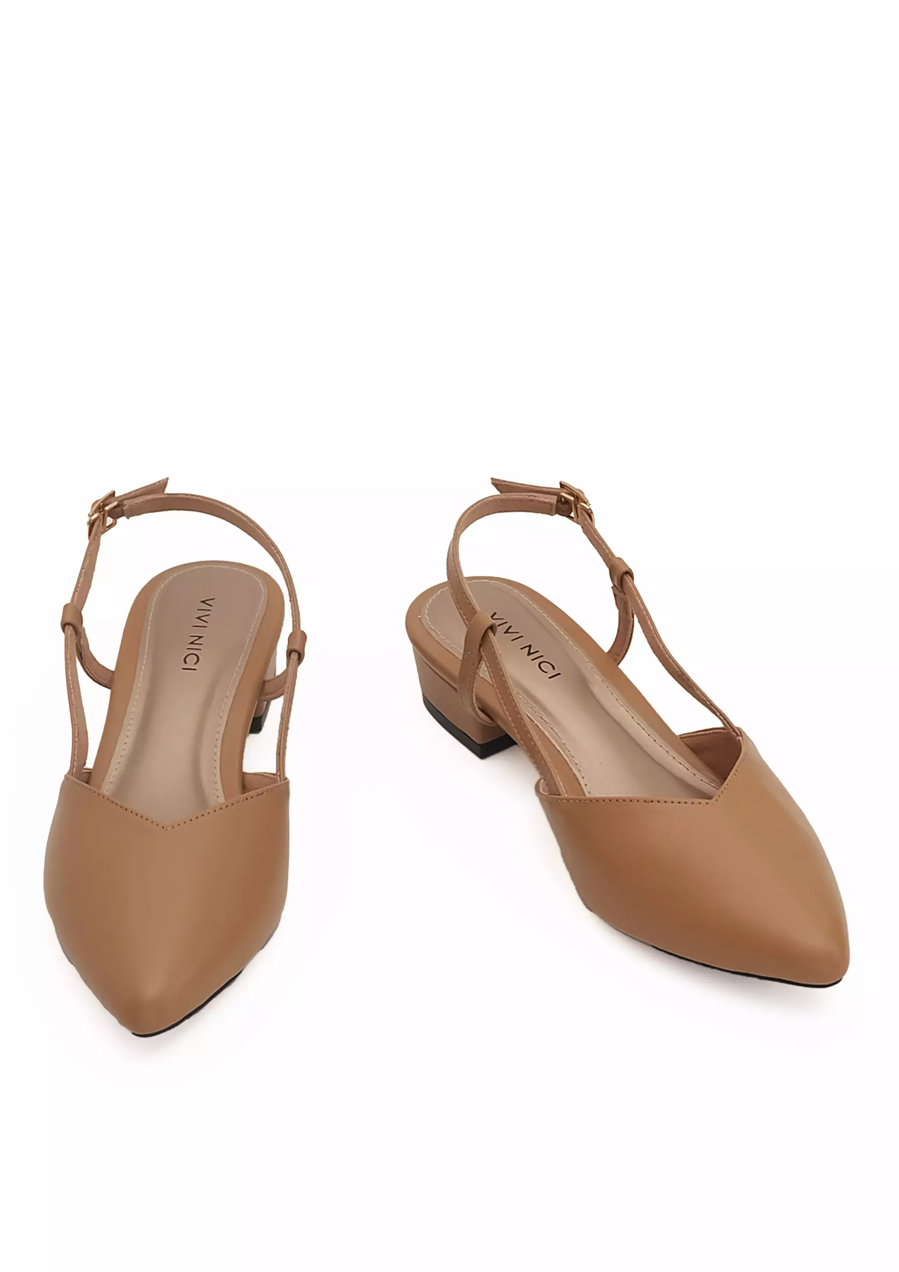 VIVI NICI - Xera Sepatu Sandal Mules Hak 3 cm Milk Coffee