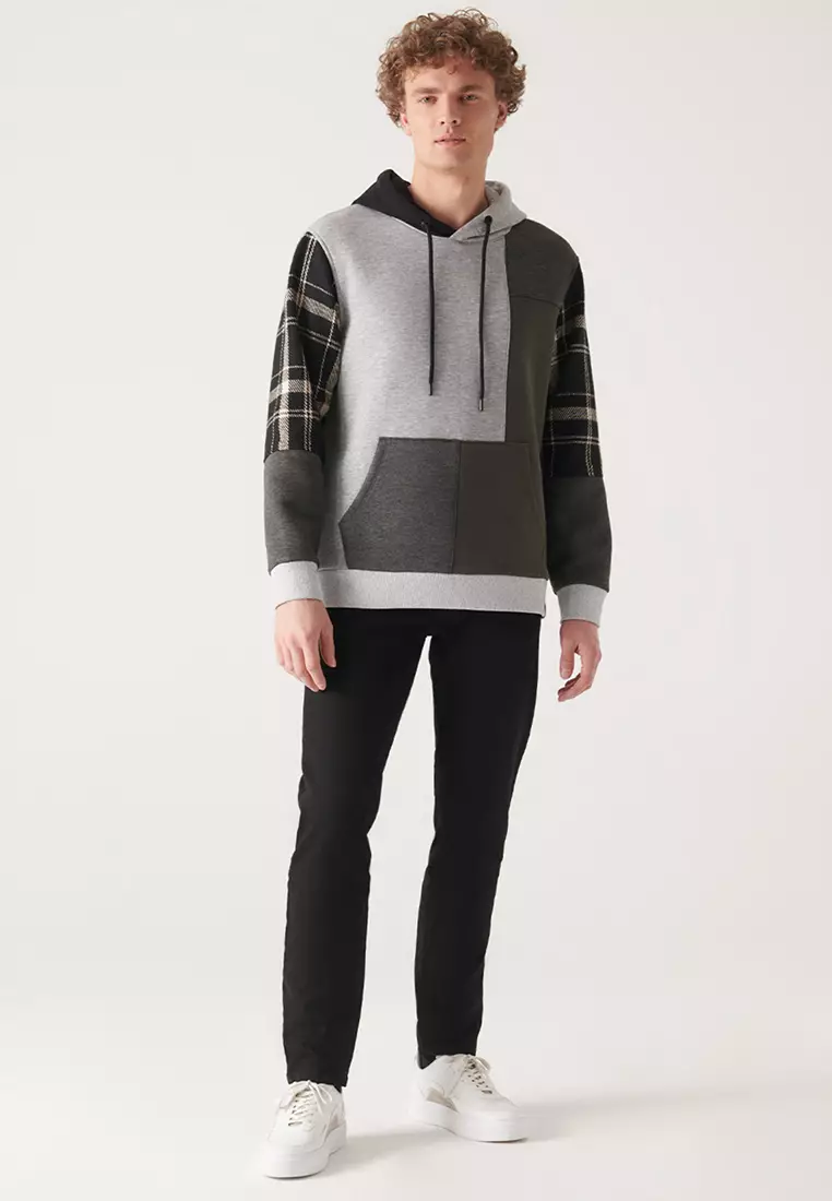 Assorted Panel Hooded Sweatshirt