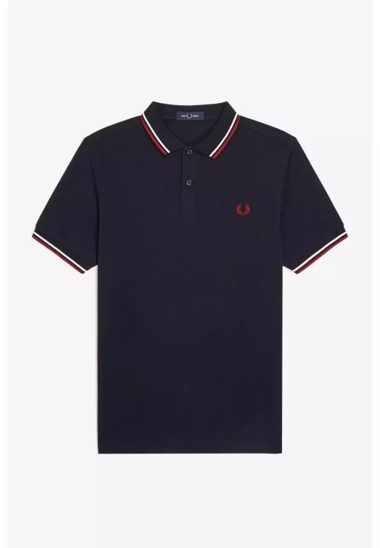 Fred Perry M3600 Twin Tipped Fred Perry Shirt (Navy / Snow White / Burnt Red)