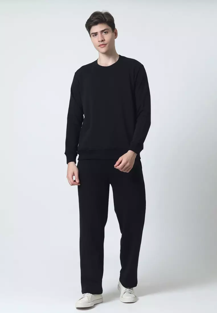 Cotton Well Coofy Crewneck Sweatshirt with Hidden Pocket Black | Sweater Polos Kantong Tersembunyi Hitam