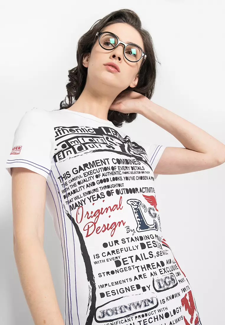 LGS Kaos Wanita Warna Putih Motif Sablon LLTS.555.T676M.019.7C