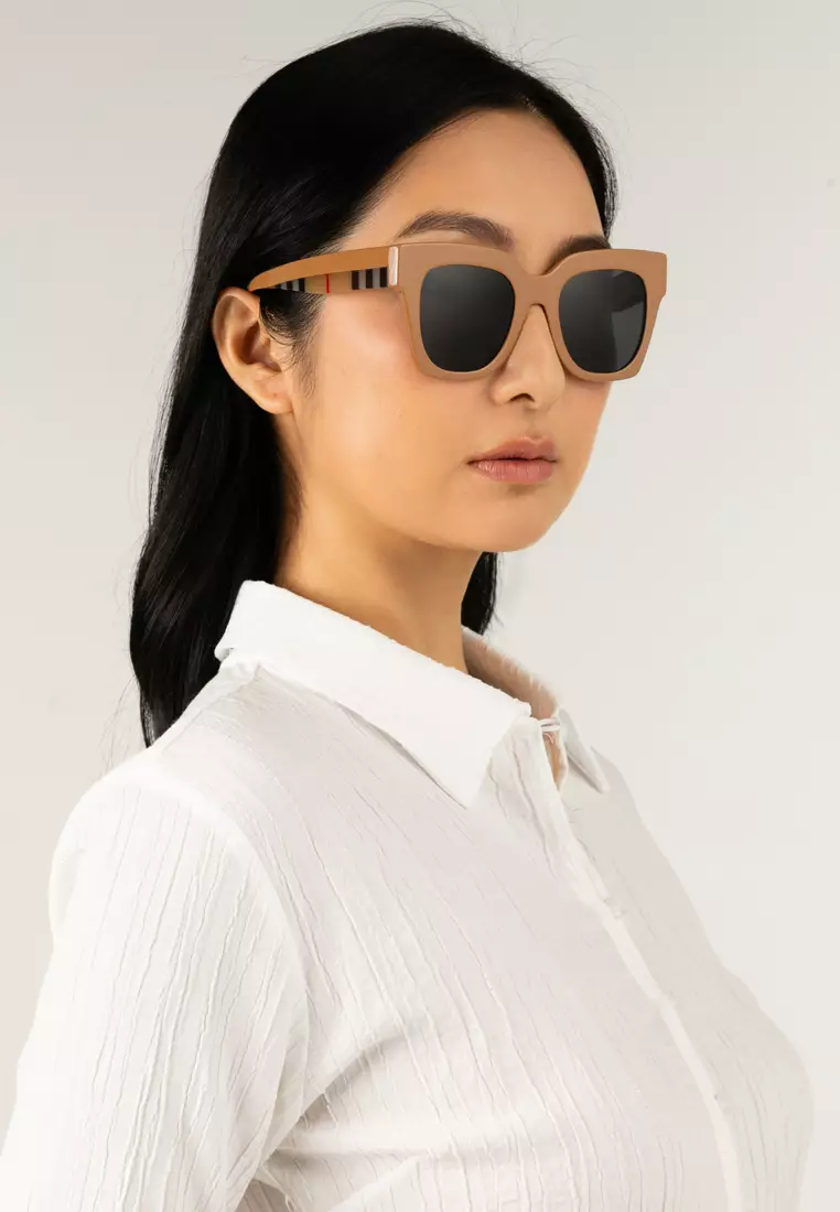 Women's Square Frame Light Brown Acetate Sunglasses - BE4364