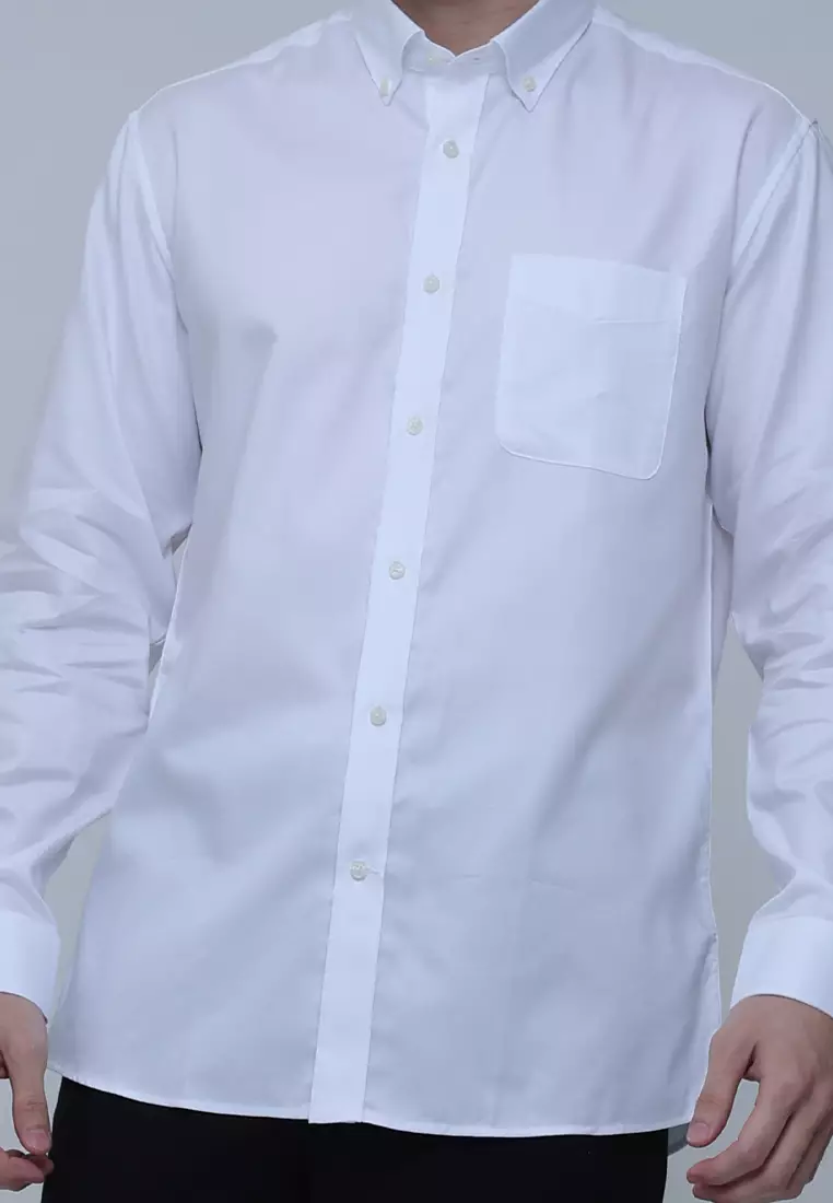 Solid Slim Fit Dress Shirt with Trim