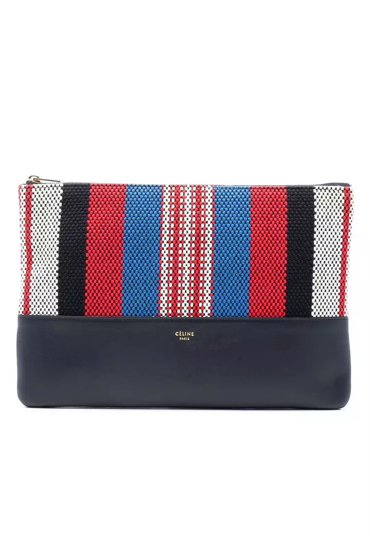 Pre-Loved Celine Canvas Striped Solo Pouch