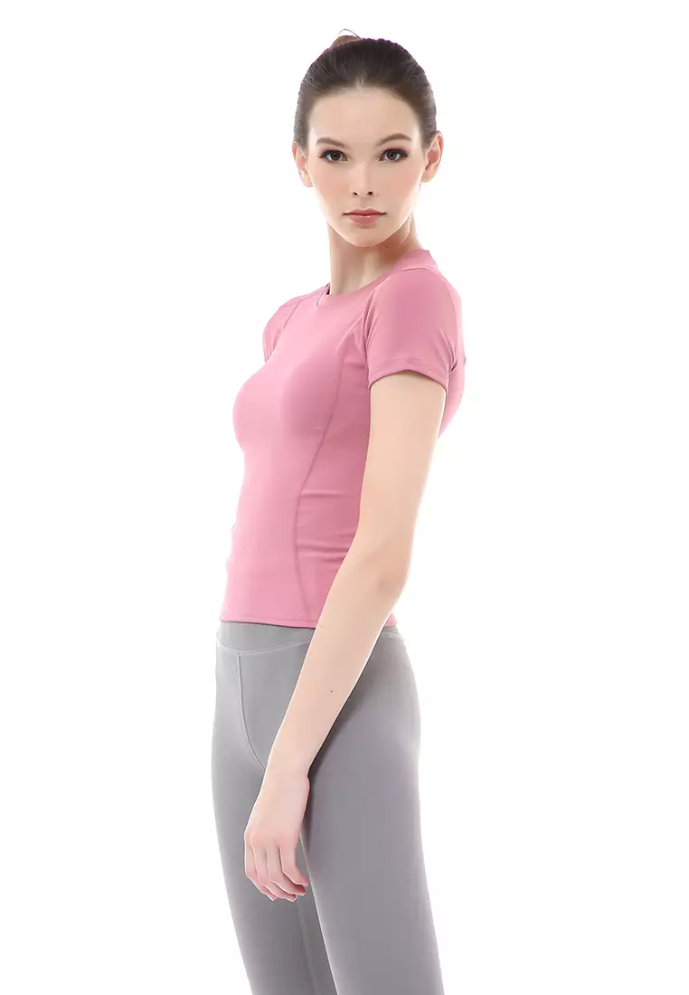 Mikayla Kaos Olahraga Wanita Simple Design Sporty T-Shirt Lengan Pendek Material Polyester ORIGINAL - Pink