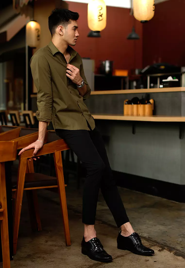 Oxcon Long Sleeve Business Shirt soft cotton Olive