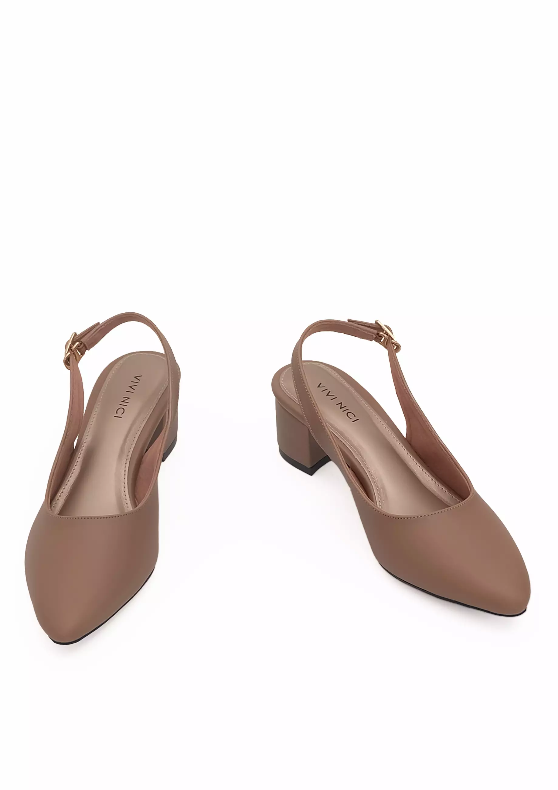 VIVI NICI - Selena Sepatu Sandal Mules Hak 5 cm Milk Coffee