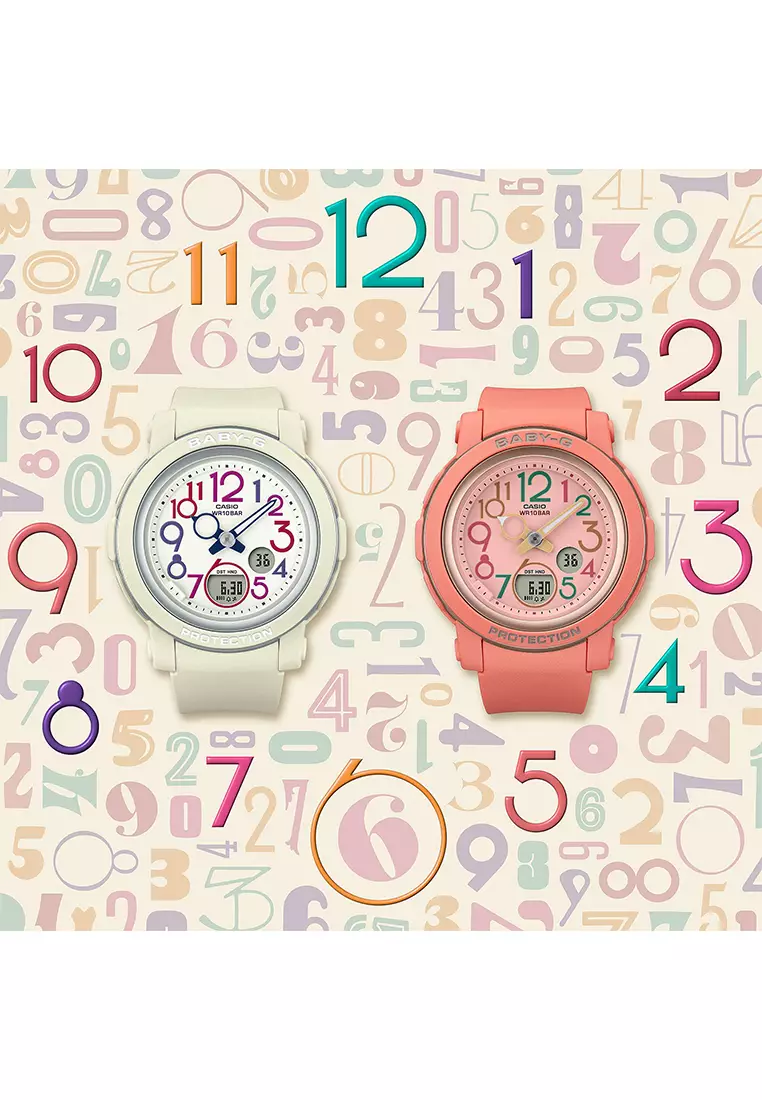 Jam Tangan Analog-Digital Wanita Casio Baby-G BGA-290PA-4A - Orange Resin Strap