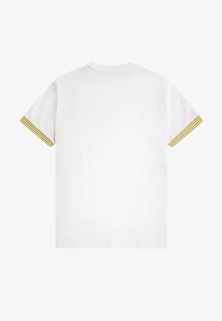 Fred Perry M7707 Striped Cuff T-Shirt (Snow White)