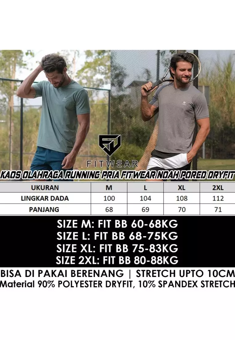 Fitwear - Kaos Olahraga Running Pria NOAH PORED DRYFIT - GRAY PORED