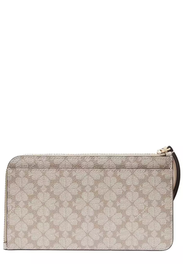 Lucy Spade Flower Medium L-Zip Wristlet in Dark Mushroom Cap Multi KG487