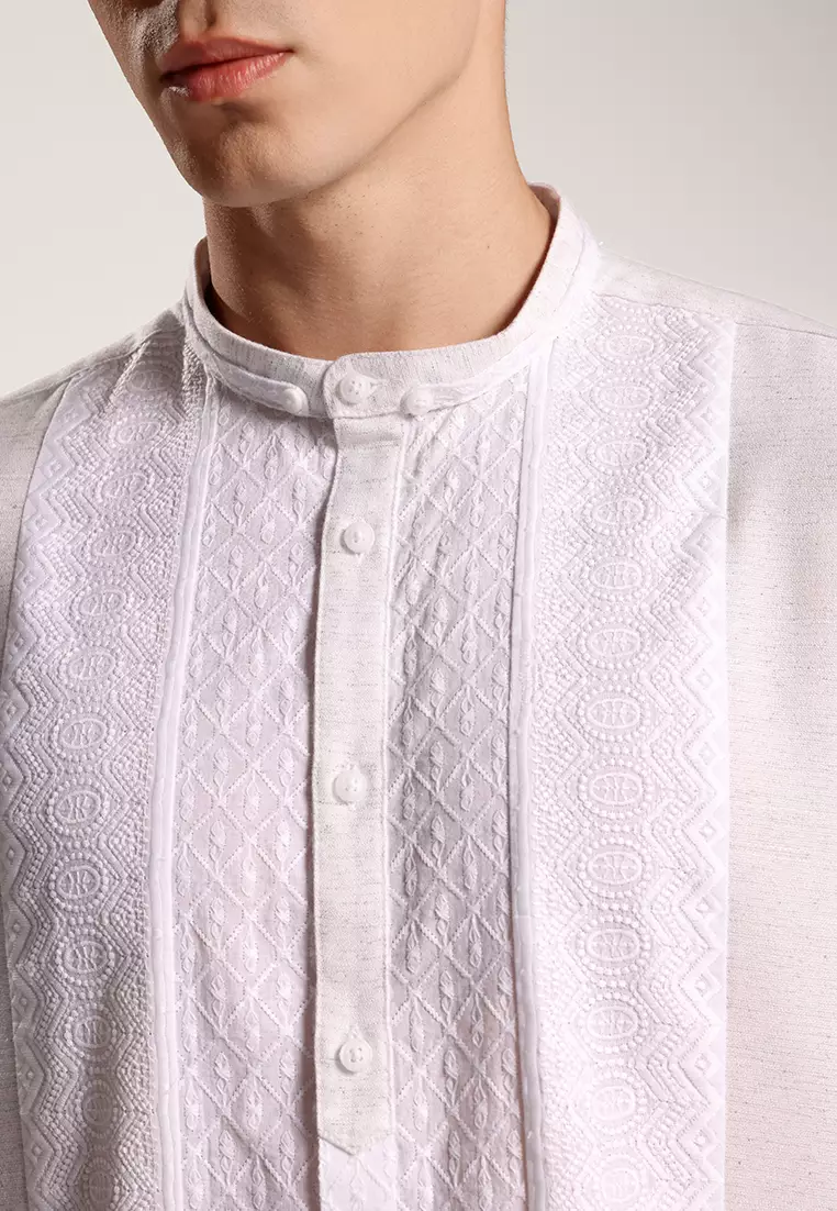 MOC Kemeja Koko Lengan Panjang Pria Allepo - White