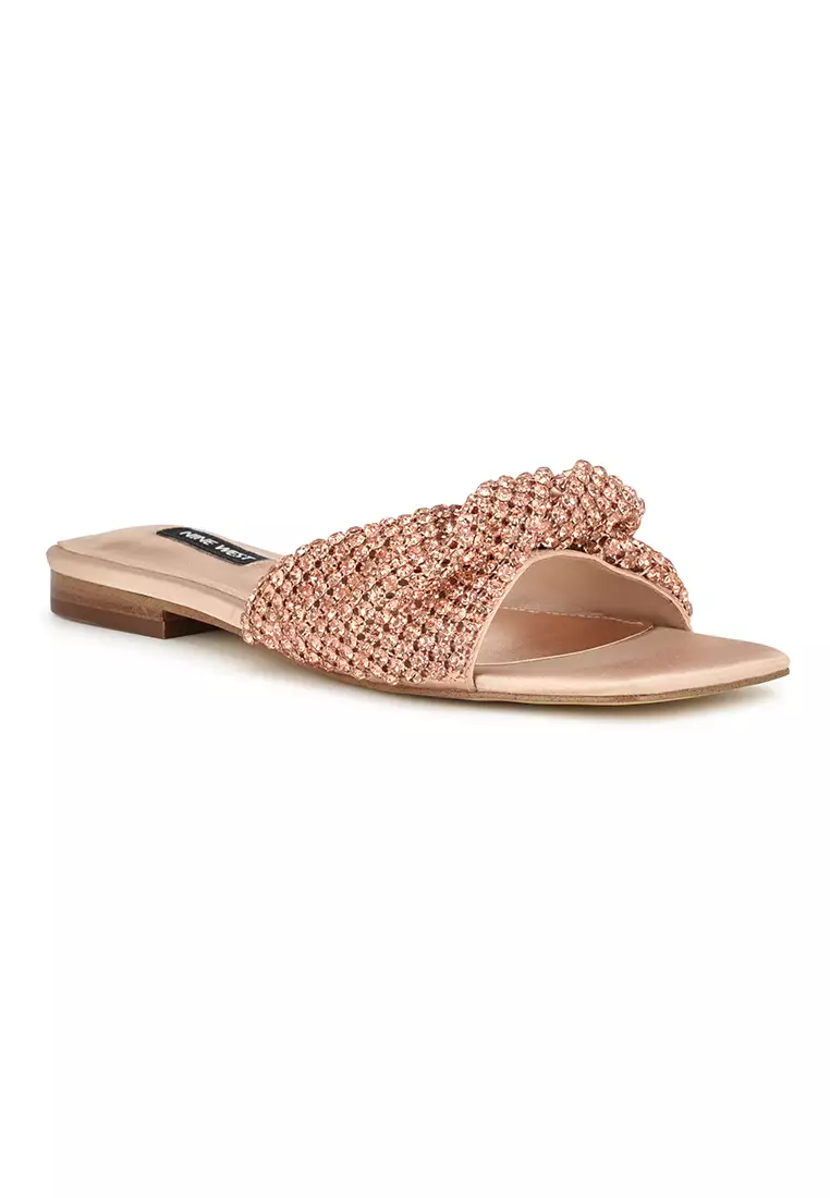 Discount on Nine West  shoes - SKU: Mande Embellished Square Toe Slide Light Natural