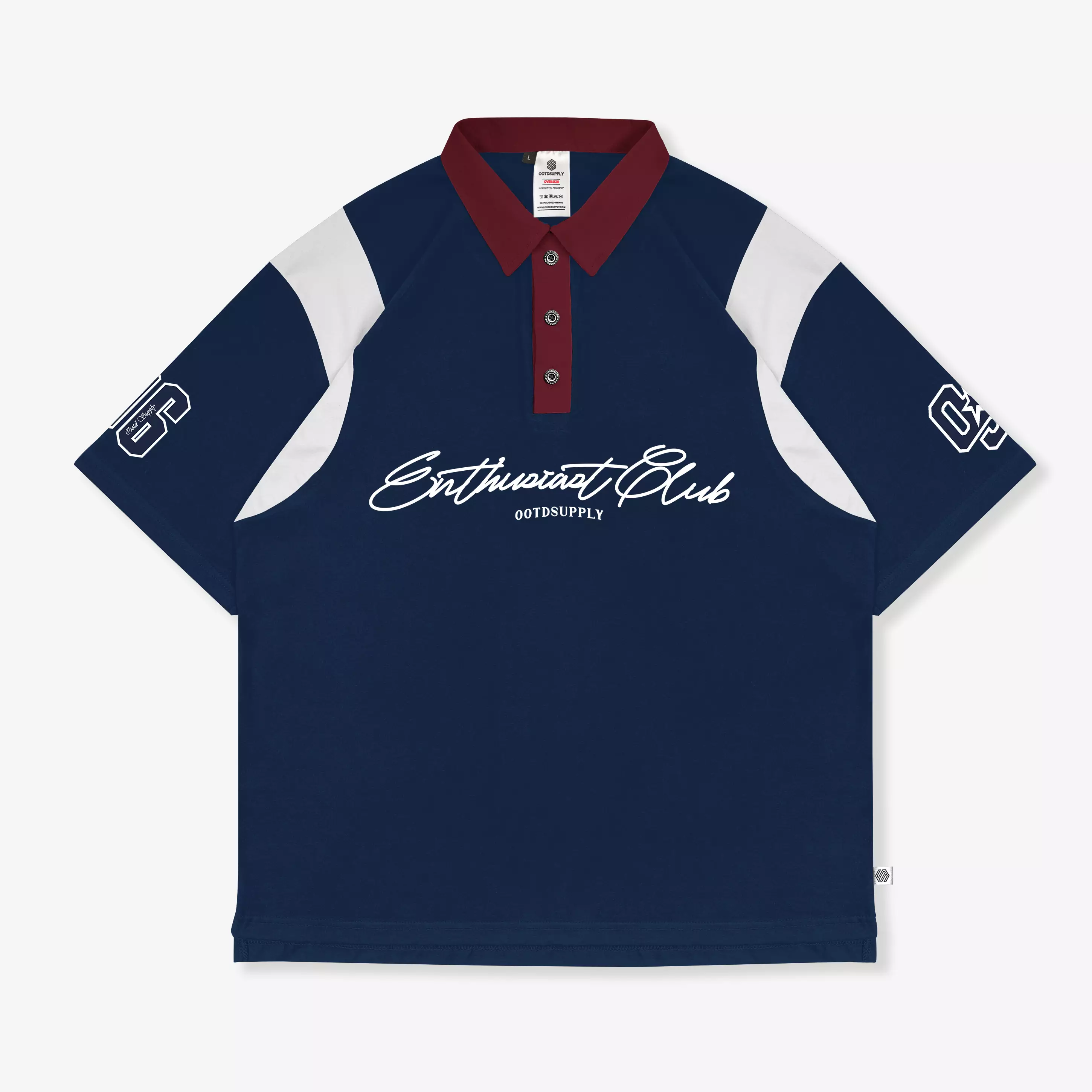 OOTDSUPPLY Oversize Rugby Polo Shirt Infinite 96 Navy-Red | Kaos Polo Pria dan Wanita OVZ-PSRNR025