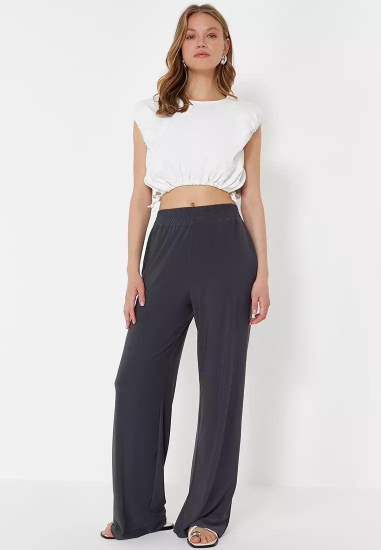 Elastic Wide Leg Pants