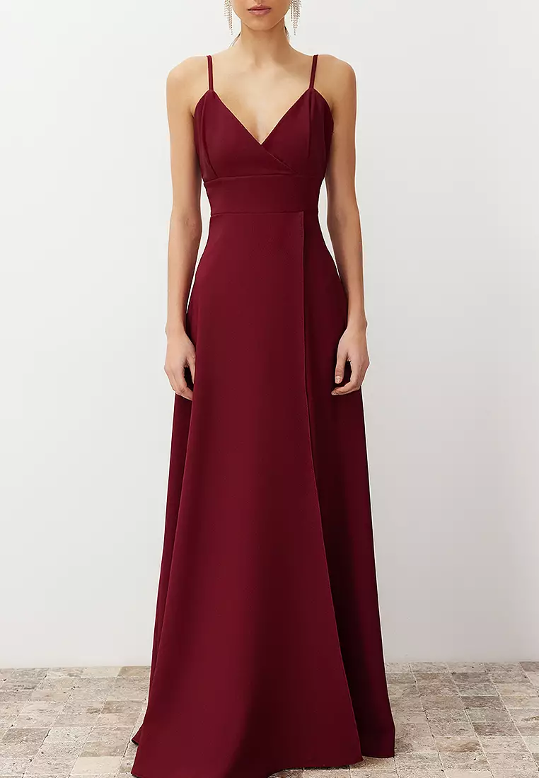 Slit Detail Long Elegant Evening Dress