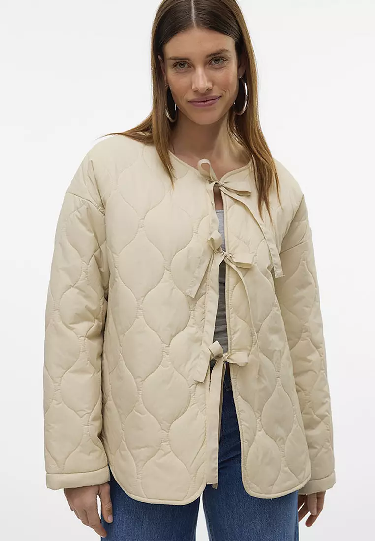 Long Sleeves Quilted Tie Jacket