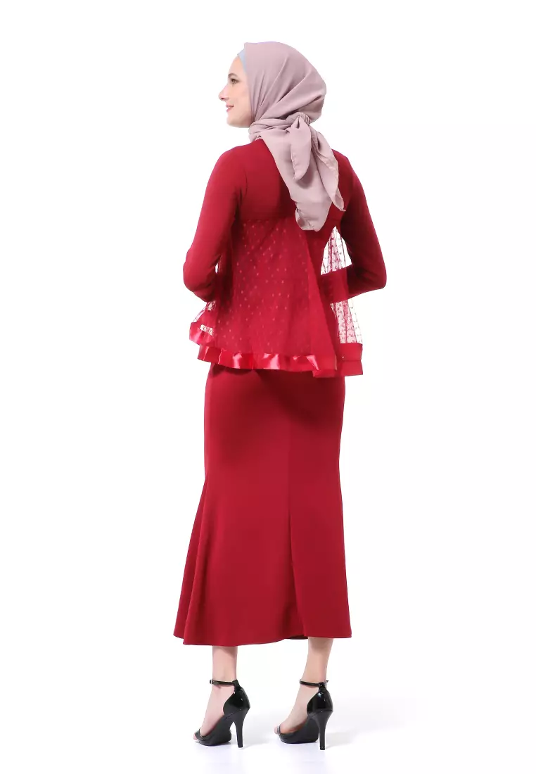 Gaun Model Duyung Fashion Muslimah Atasan Wanita Long Stlye Premium High Quality - Maroon