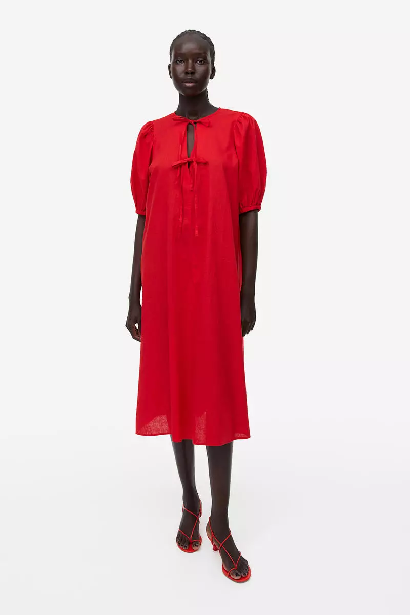 Linen blend cheap dress h&m
