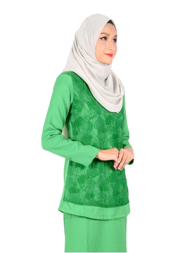 Buy Baju Kurung Lace Kalina from MyTrend in Green at Zalora