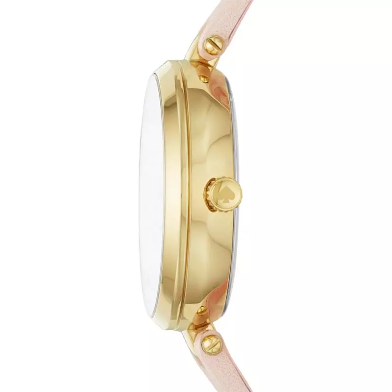 Jam Tangan Wanita Kate Spade Holland KSW1629 Ladies Cocktail Silver Dial Pink Blush Leather Strap