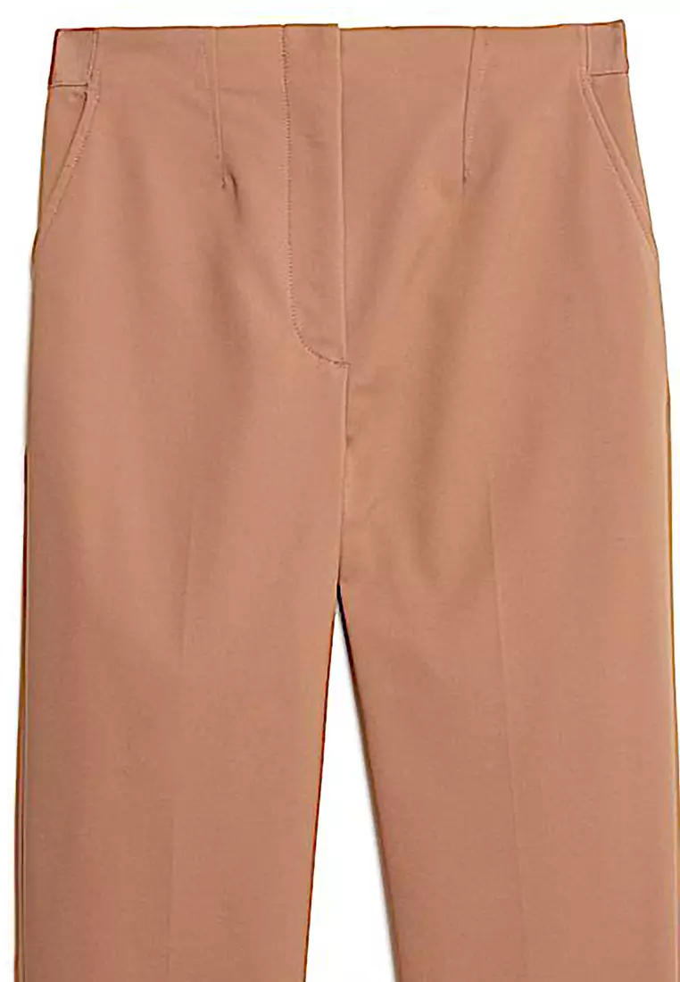 Cotton Blend Slim Fit Ankle Grazer Trousers